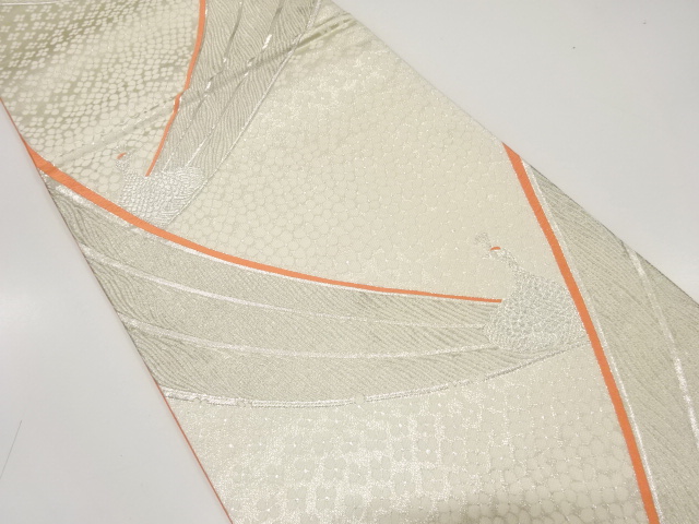 JAPANESE KIMONO / ANTIQUE FUKURO OBI / SILK / WOVEN PEACOCK